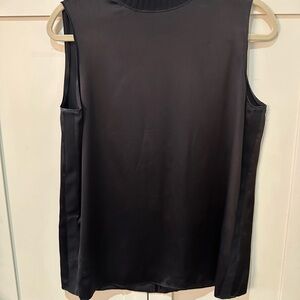 Lafayette 148 Black Satin Sleeveless Top